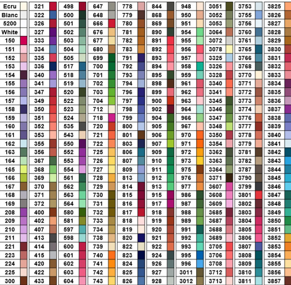 Diamond Art Color Chart Free Free Dmc Color Chart