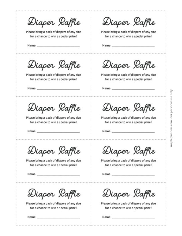 Diaper Raffle Tickets Printable Printable Free Templates