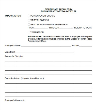 Disciplinary Action Form 21 Free Word PDF Documents Download