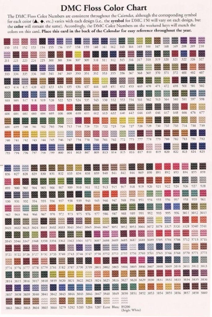 Dmc Floss Chart Checklist