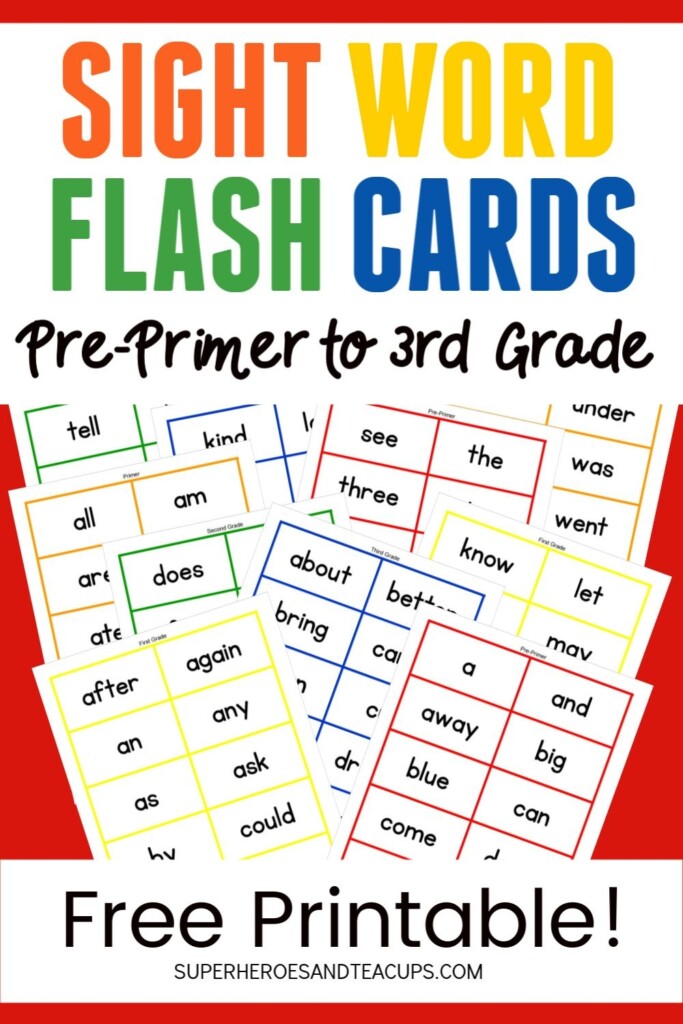 Dolch Sight Word Flash Cards Free Printable Artofit
