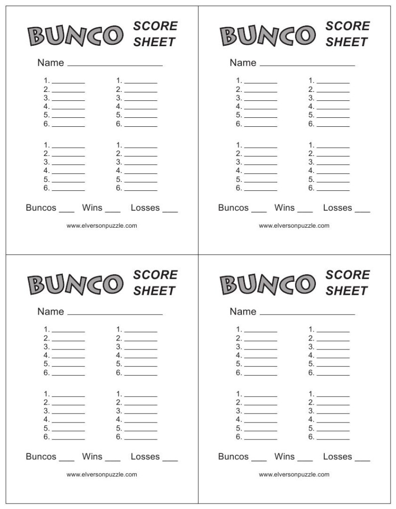 Downloadable Free Printable Bunco Score Sheets Pdf