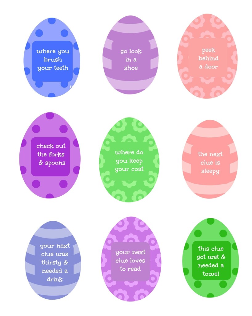 Easter Egg Hunt W FREE Printable Clues For All Ages Egg Hunt Clues 