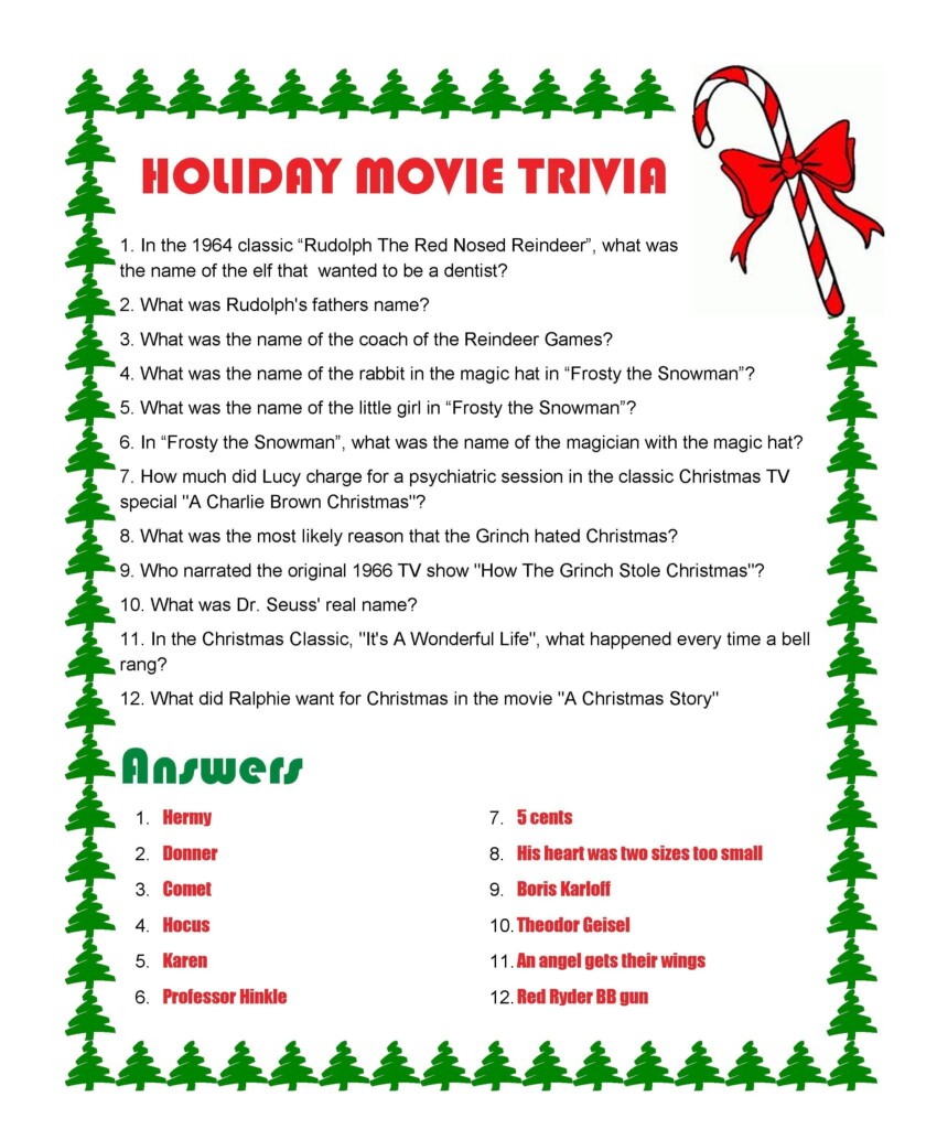 Easy Christmas Trivia Questions Answers Printable Printable Sight 