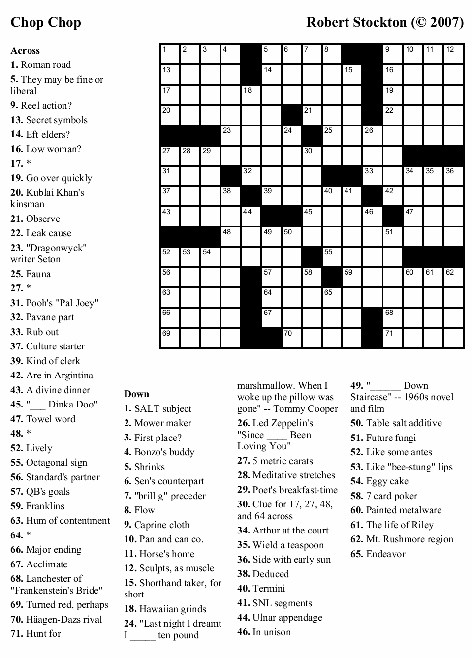 Easy Crossword Puzzles Printable For Seniors Printable Sight Words List