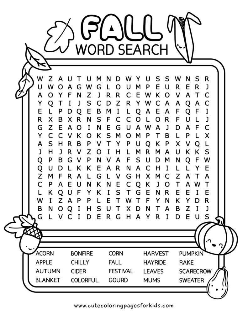 Easy Fall Word Search