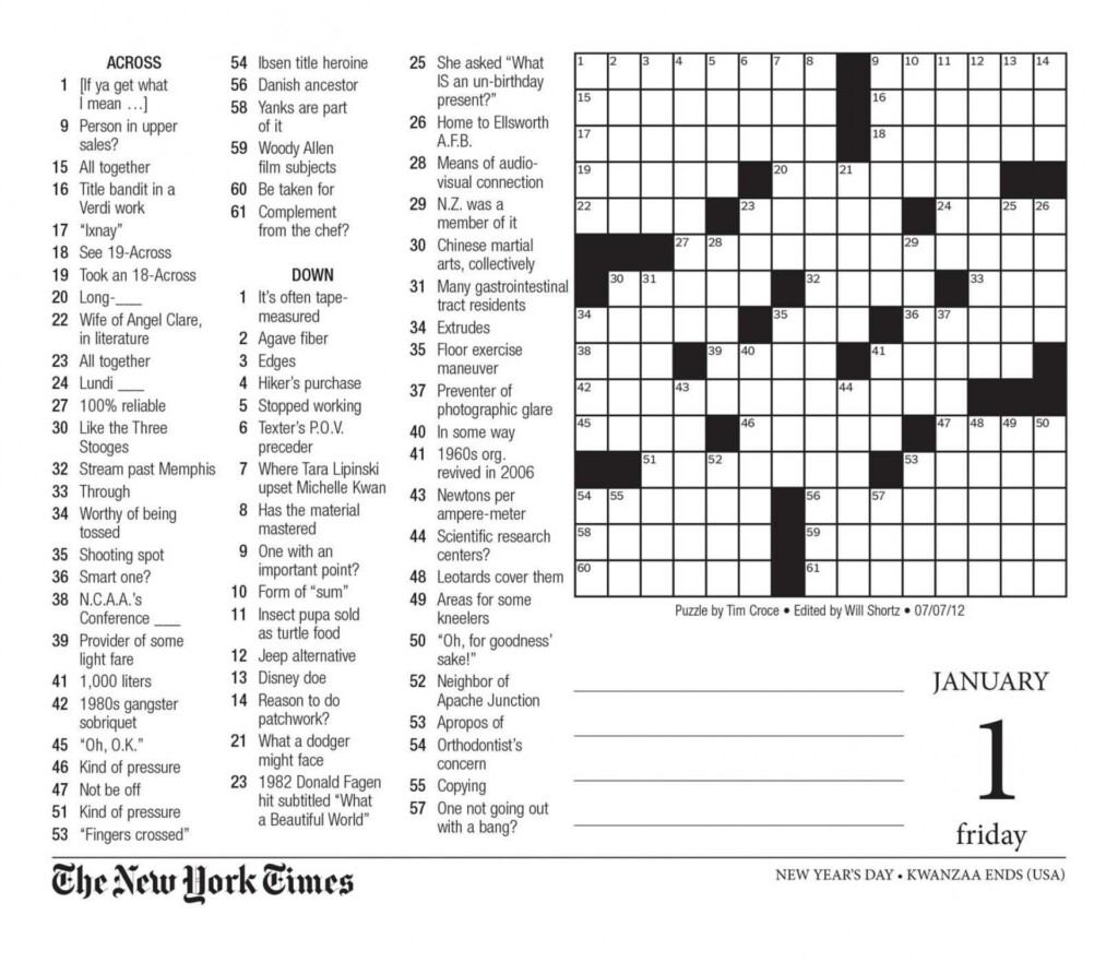 Easy Printable Crossword Puzzles For Seniors
