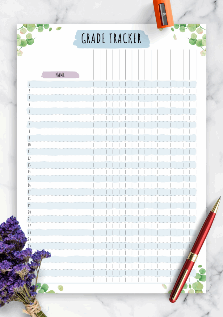 Editable Gradebook Template