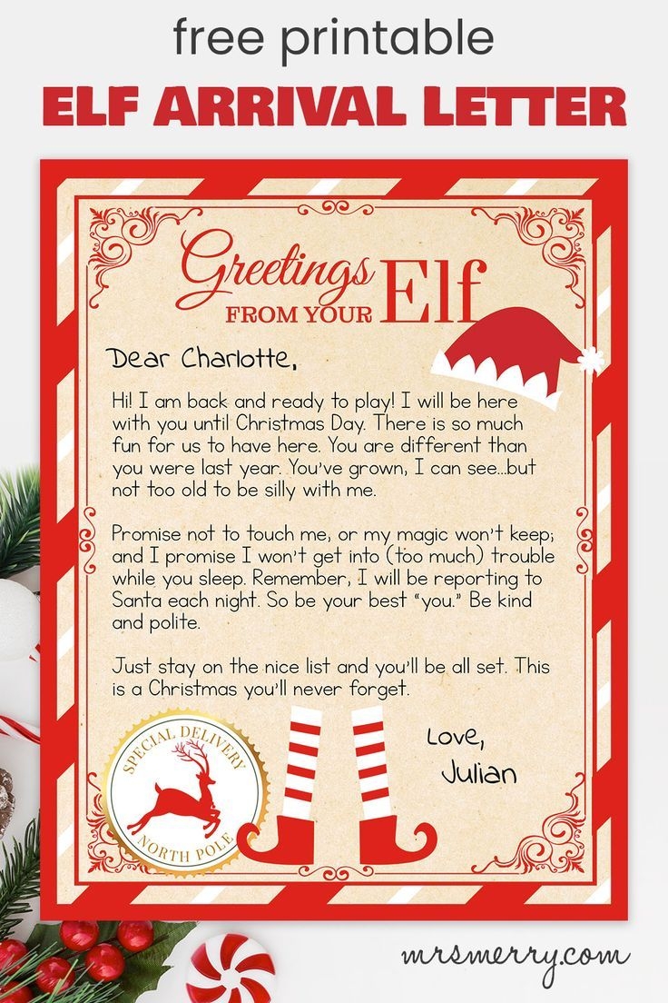 Elf Arrival Letter Free Printable Elf On Shelf Notes Elf On Shelf