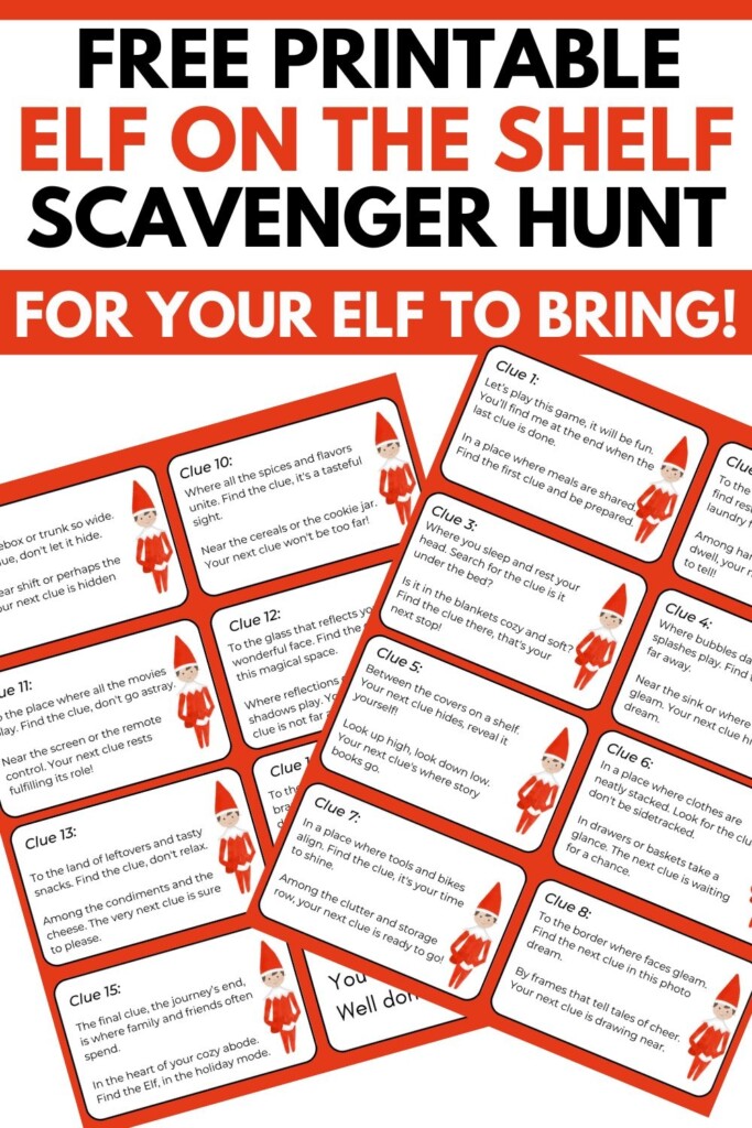 Elf On The Shelf Scavenger Hunt Free Printables Parties Made Personal