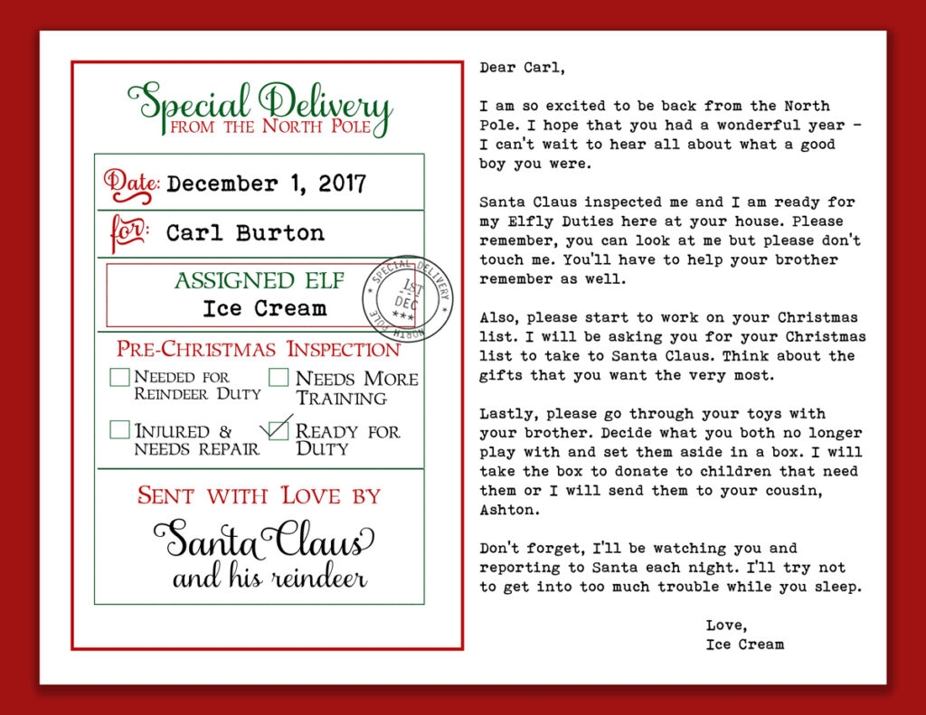 Elf Return Letter Free Printable Example Mom Envy