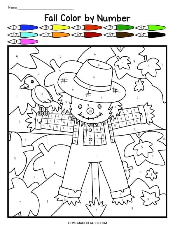 Fall Color By Number Printables Printable Word Searches
