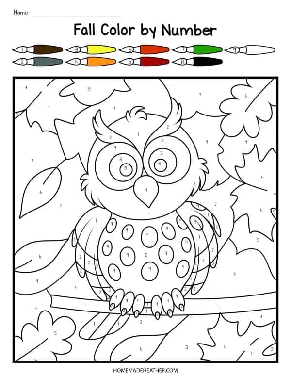 Fall Color By Number Printables