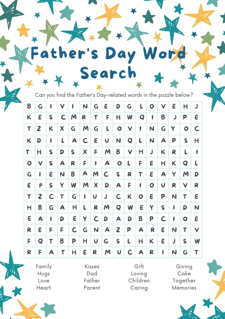 Father S Day Word Search Printable Printable Word Searches