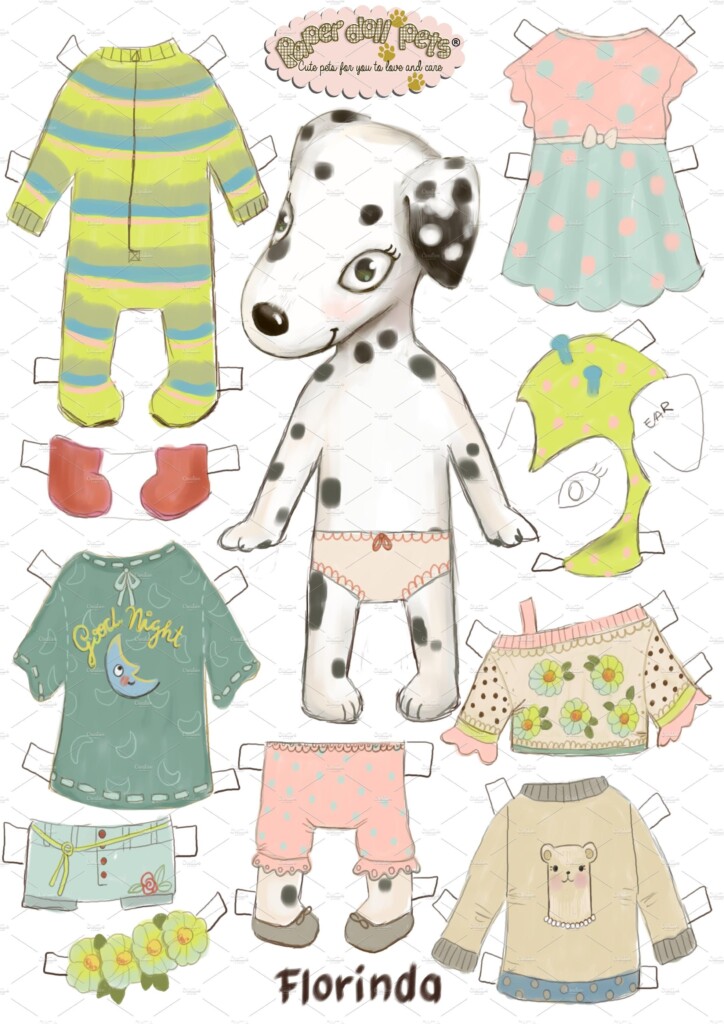 Florinda Paper Doll Dalmatian By Paper Doll Pets On creativemarket 
