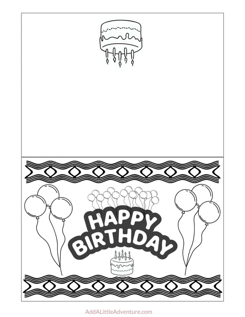Foldable Printable Birthday Cards To Color Add A Little Adventure