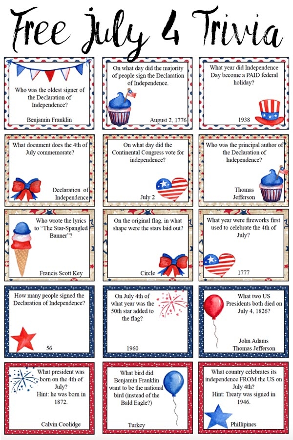 Fourth Of July Trivia Questions And Answers Printable
