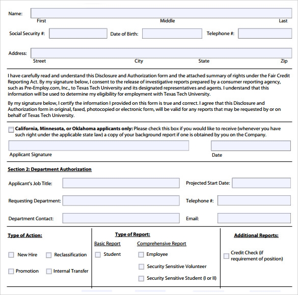 FREE 10 Background Check Authorization Forms In PDF MS Word