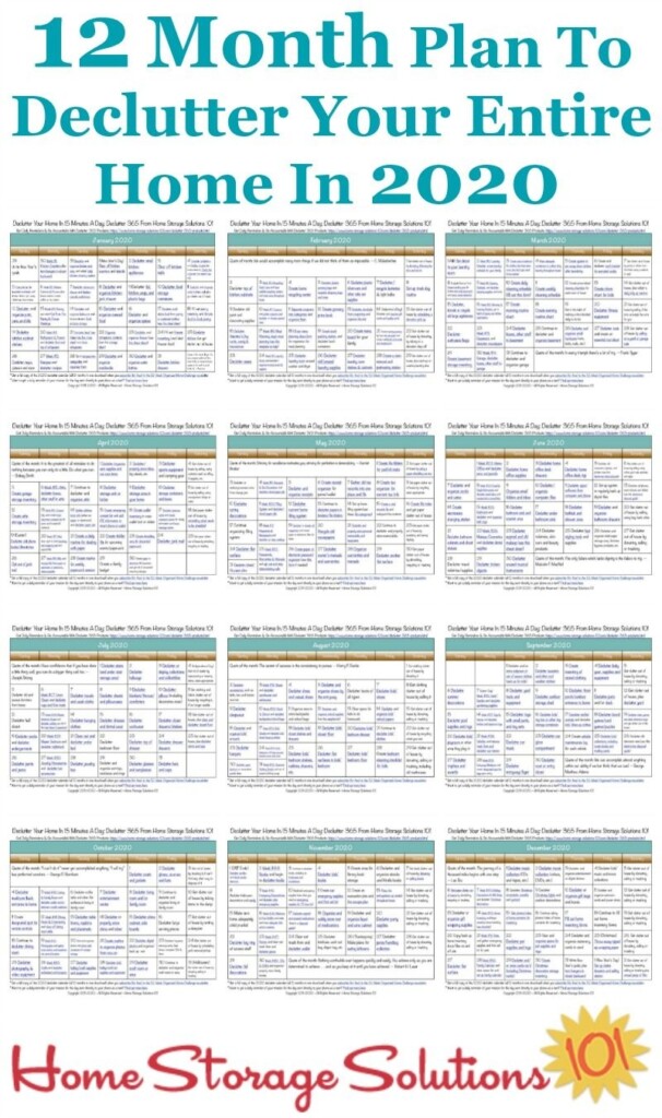 Free 2021 Printable Declutter 365 Calendar 15 Minute Daily Missions 