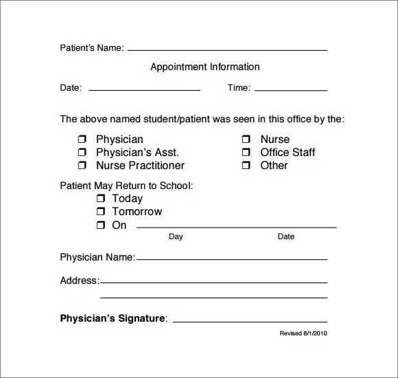 FREE 48 Doctors Note Samples In Google Docs PDF Word Pages