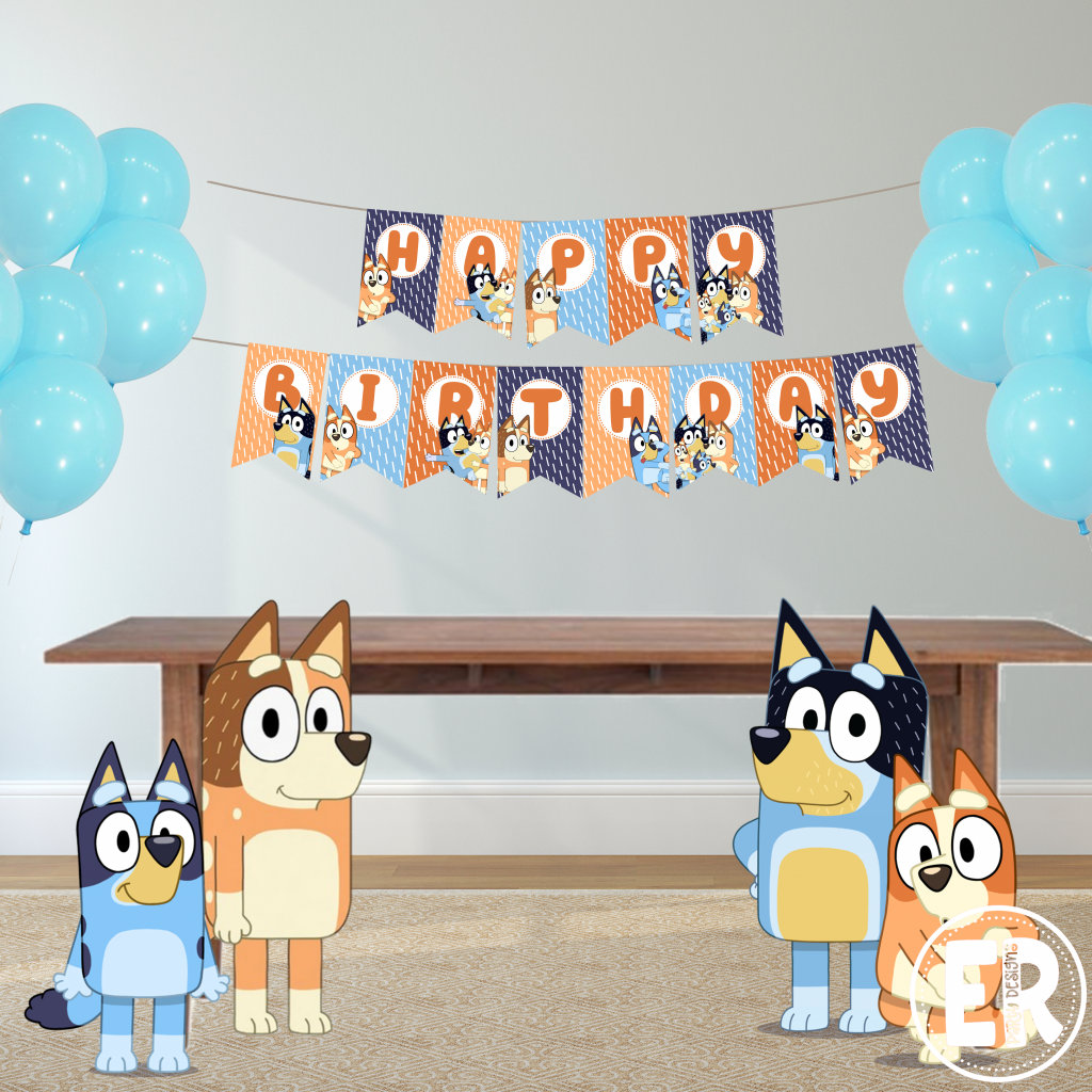 Free Bluey Happy Birthday Banner Ellierosepartydesigns
