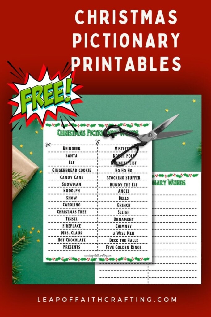 FREE Christmas Pictionary Game Printable 30 Family Cards Leap Of 