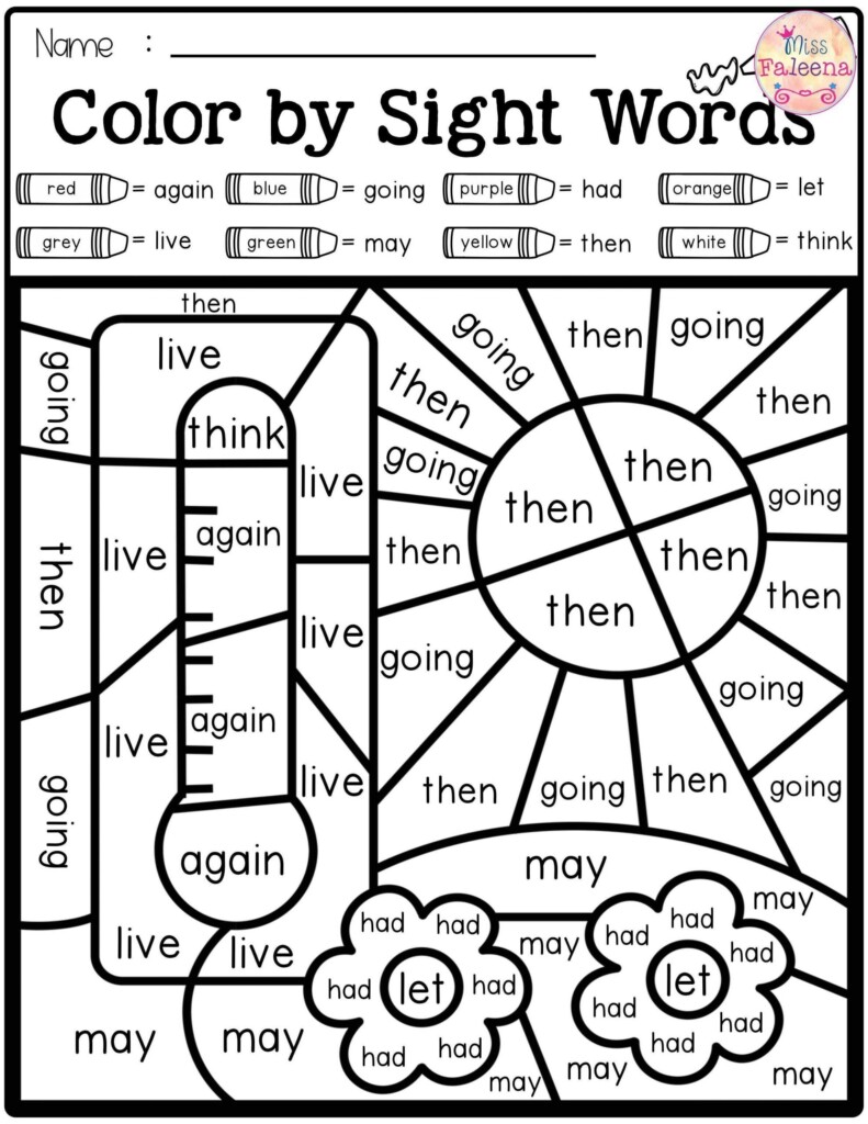 Free Color By Sight Word Printables Printable Sight Words List