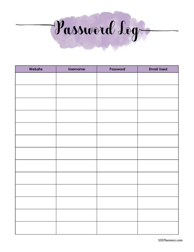 FREE Customizable Password Log Many Templates Are Available