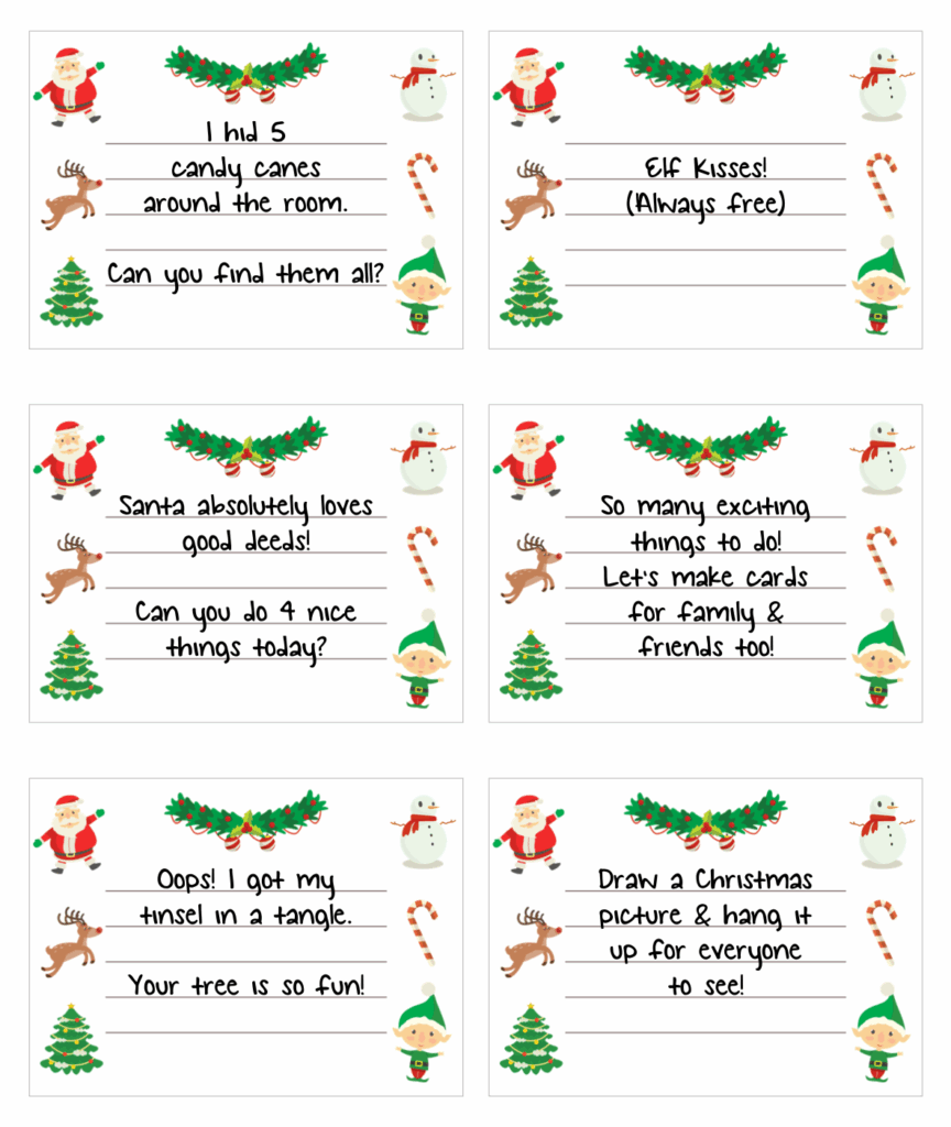Free Elf On The Shelf Printable Notes