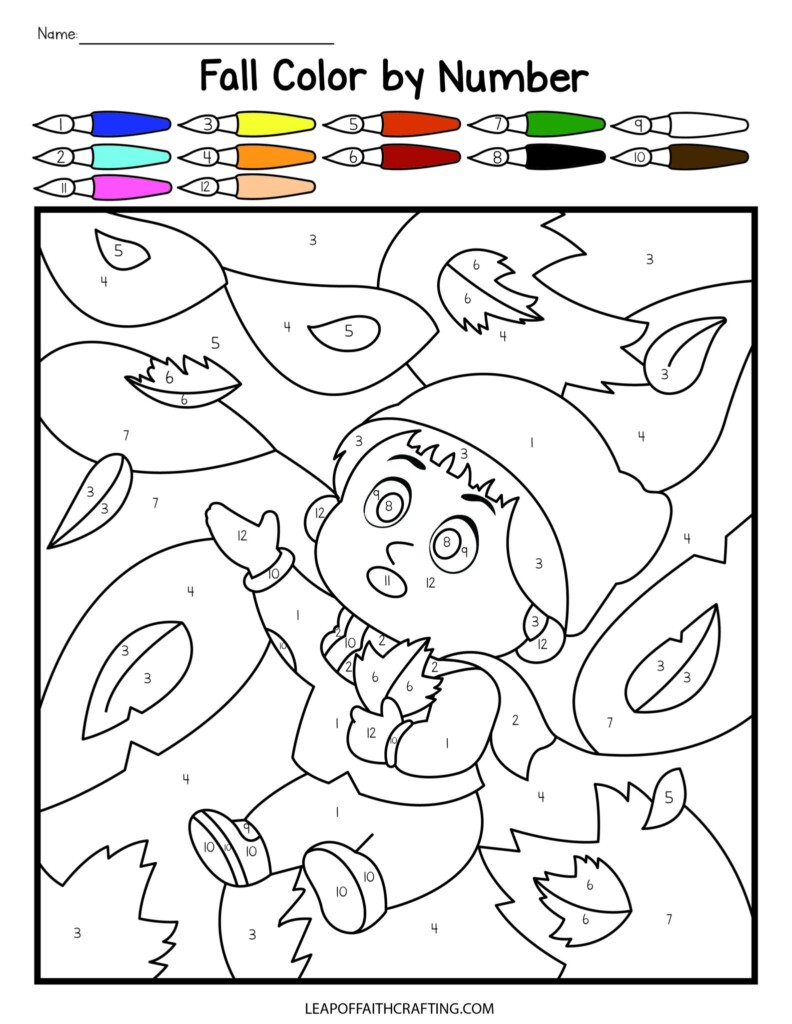 FREE Fall Color By Number Printables 6 Sheets Leap Of Faith Crafting