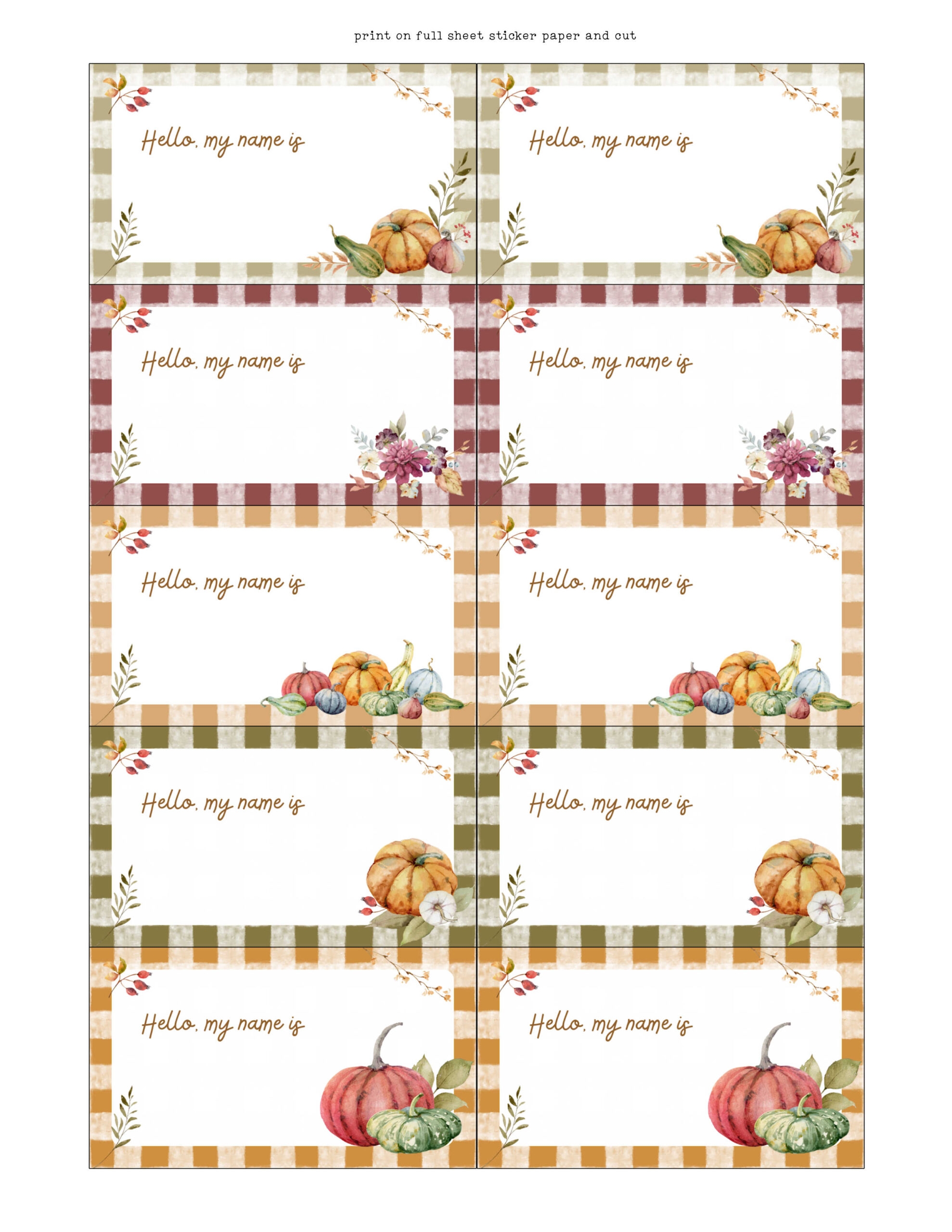 Free Fall Printable Name Tags A Pretty Touch For Autumn Events