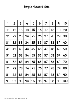 Free Hundred Square Grid Printables And Teaching Resources SparkleBox