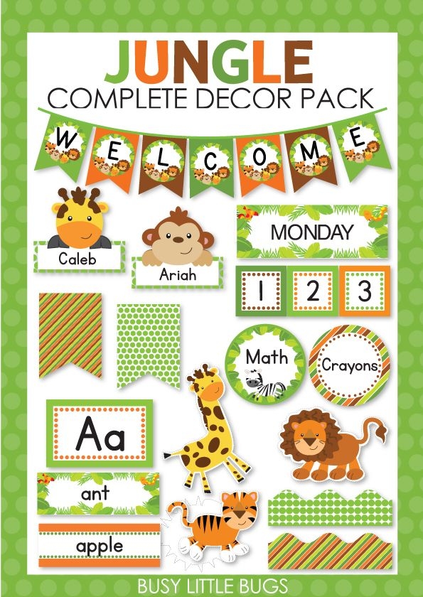Free Jungle Themed Classroom Printables