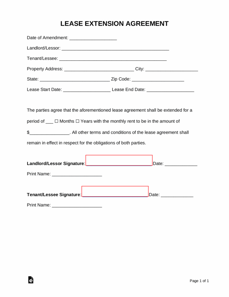 Free Lease Extension Agreement Residential Commercial PDF Word 
