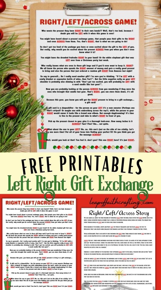 FREE Left Right Across Christmas Game Printable 2 Options Leap Of 