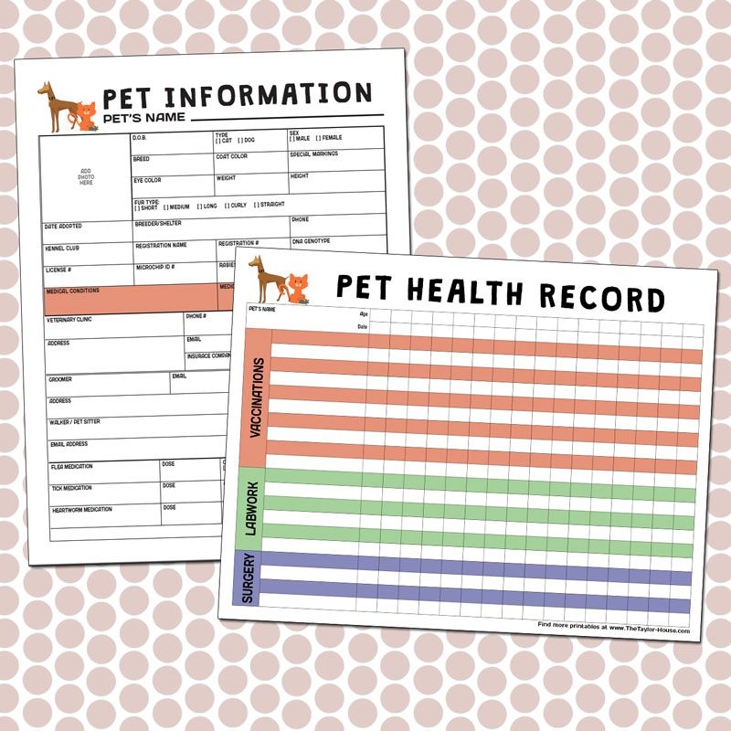 Free Pet Care Printables
