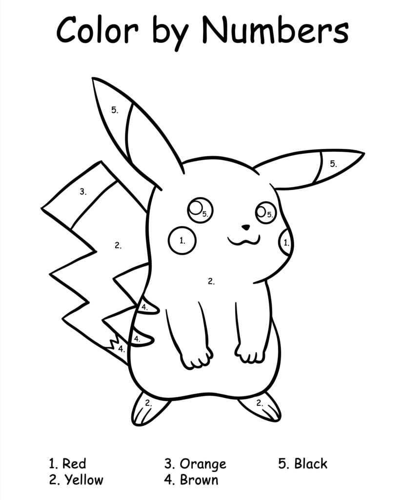 FREE Pok mon Color By Numbers Printables Kids Activities Blog