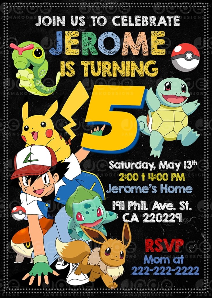 Free Pokemon Party Invitations Printable Free Templates Printable