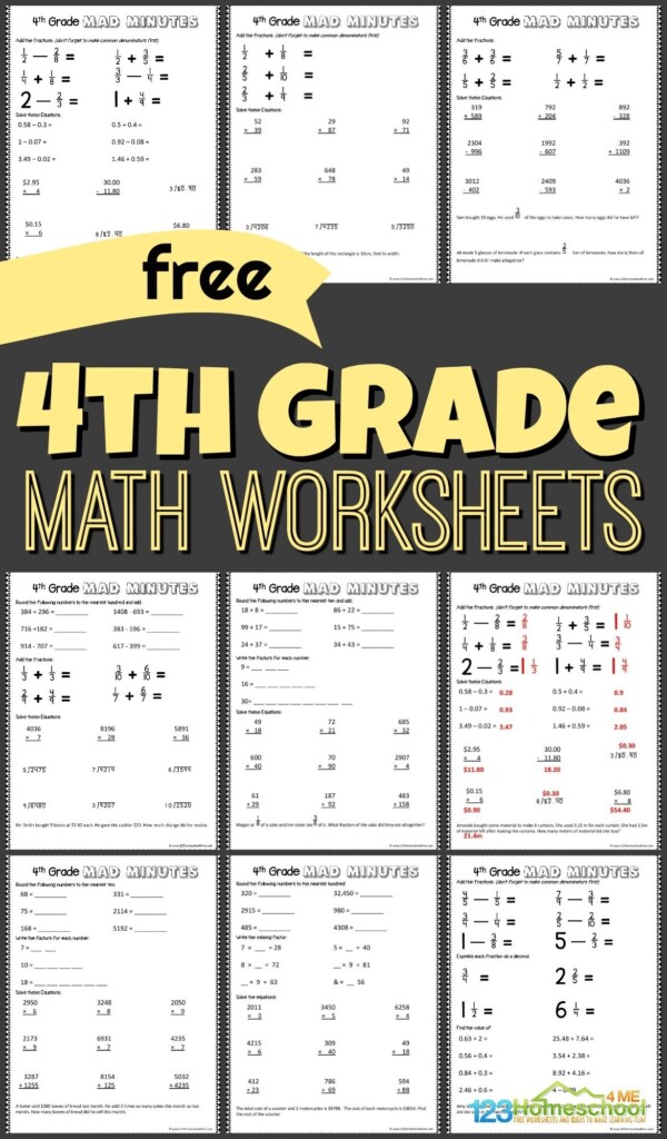 FREE Printable 4th Grade Math Worksheets Pdf Math Review Worksheets 