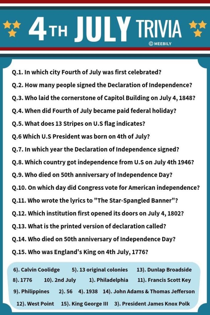 Free Printable 4th Of July Trivia