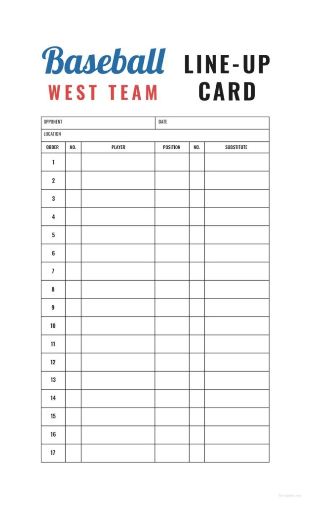 Free Printable Baseball Lineup Cards Printable Word Searches