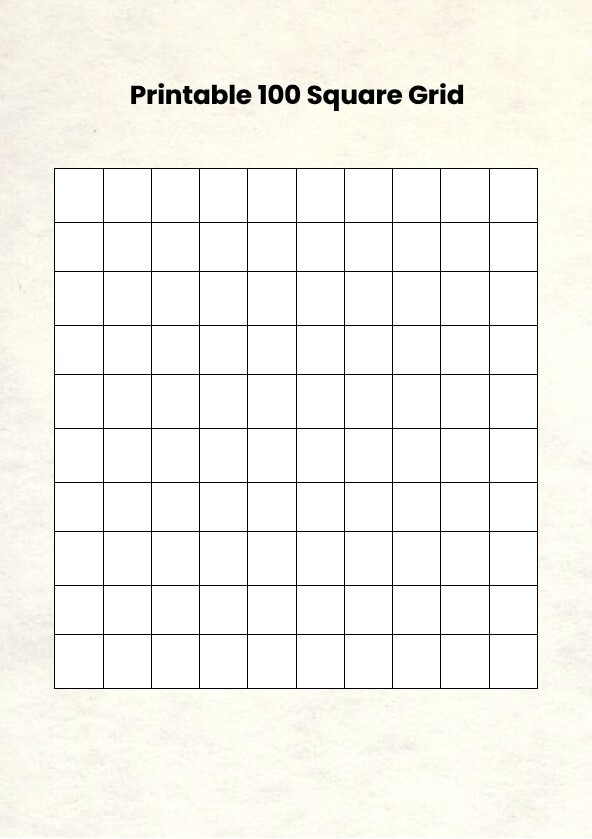 Free Printable Blank 100 Square Grid Printable