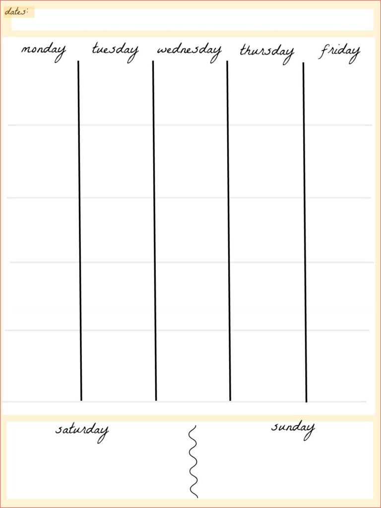 Free Printable Blank 5 Day Calendar