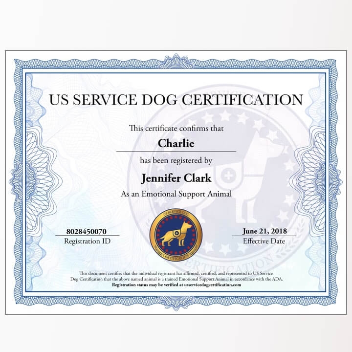 Free Printable Blank Emotional Support Animal Certificate