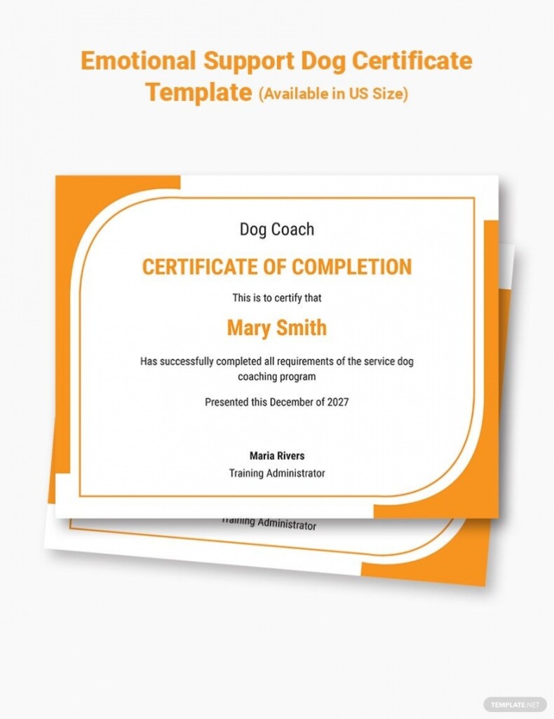 Free Printable Blank Emotional Support Animal Certificate FREE 