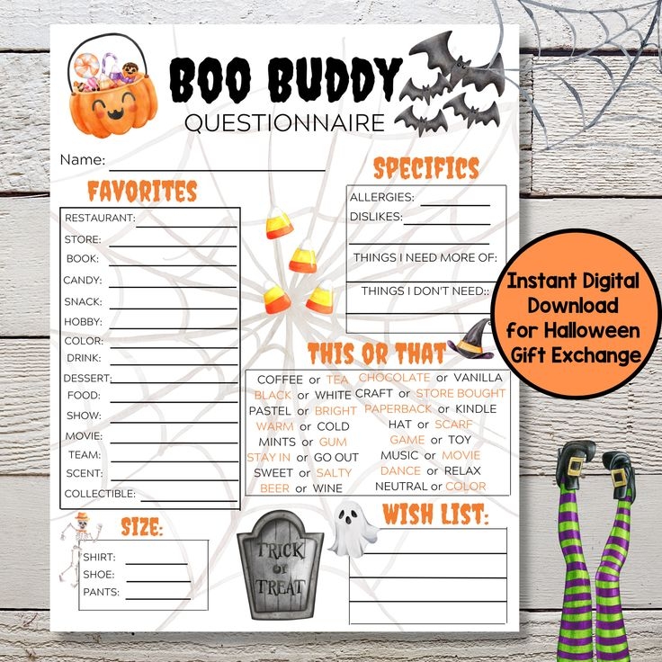 Free Printable Boo Basket Questionnaire Printable Printable New Year 