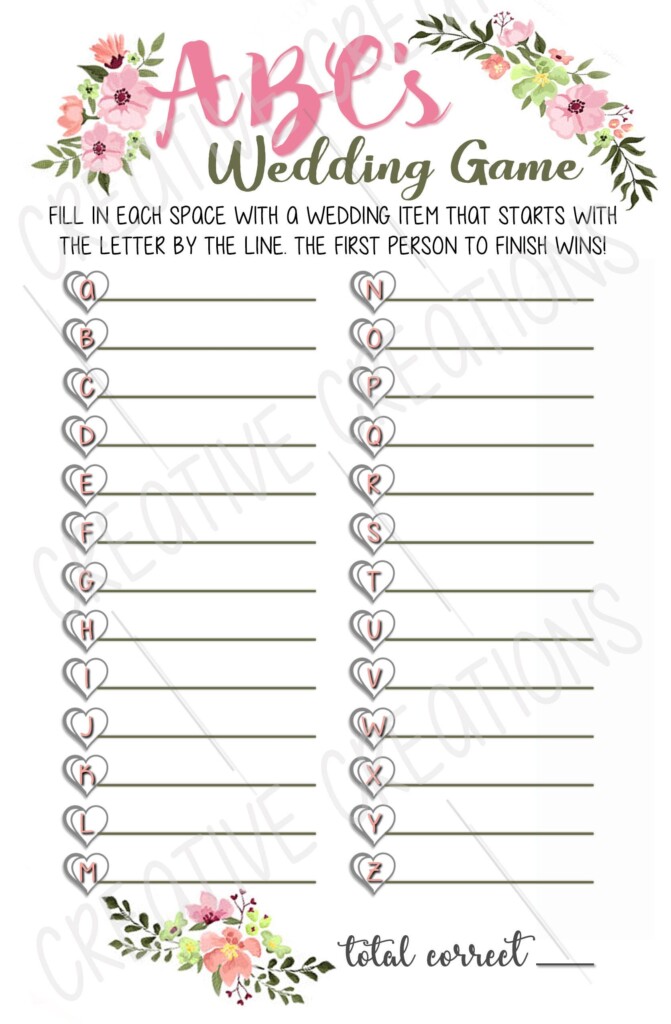 Free Printable Bridal Shower Games Templates