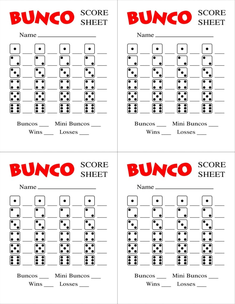 Free Printable Bunco Score Sheet Templates PDF Word 