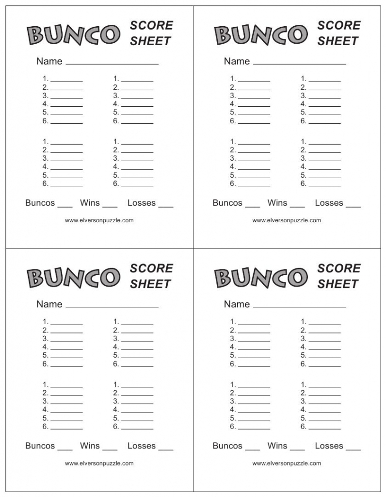 Free Printable Bunco Score Sheet