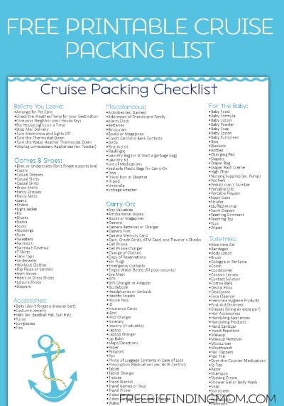 Free Printable Caribbean Cruise Packing List